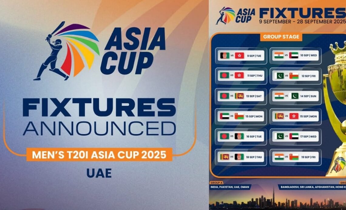 Asia Cup 2025 Schedule Announced: Ind vs Pak Clash on Sep 14